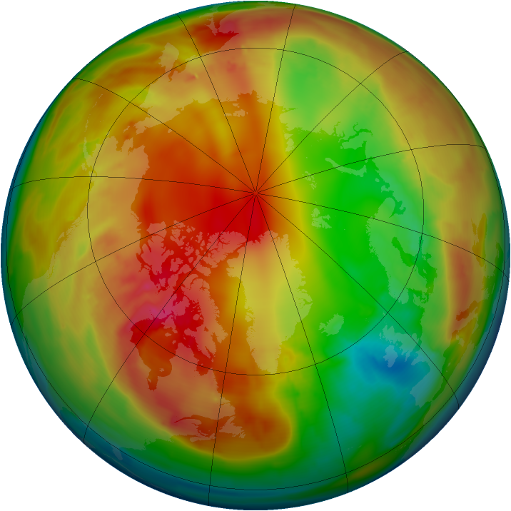 Arctic ozone map for 01 February 2010